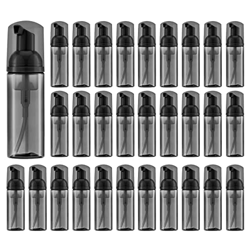 Tekson 30PCS Soap Foam Bottle (2 oz) Empty Travel Foaming Lash Shampoo for Cleanser Dispenser (Black)