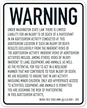 Warning Under Washington State Law There Is Limited Liability For An Injury To Or Death Sign,Facility Safety Signs Metal Tin Sign 12x16 Inch