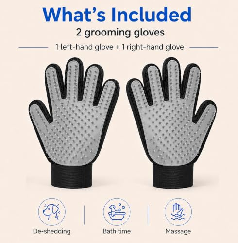 Image of NVNAN Pet Hair Removal Glove for Dogs & Cats, 2-Pack Gray
