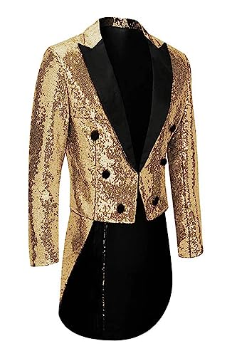 Mens Sequin Jacket Ringmaster Costume Shiny Tux Show Swallowtail Suit for Wedding Dinner Party Outfits WJK0013