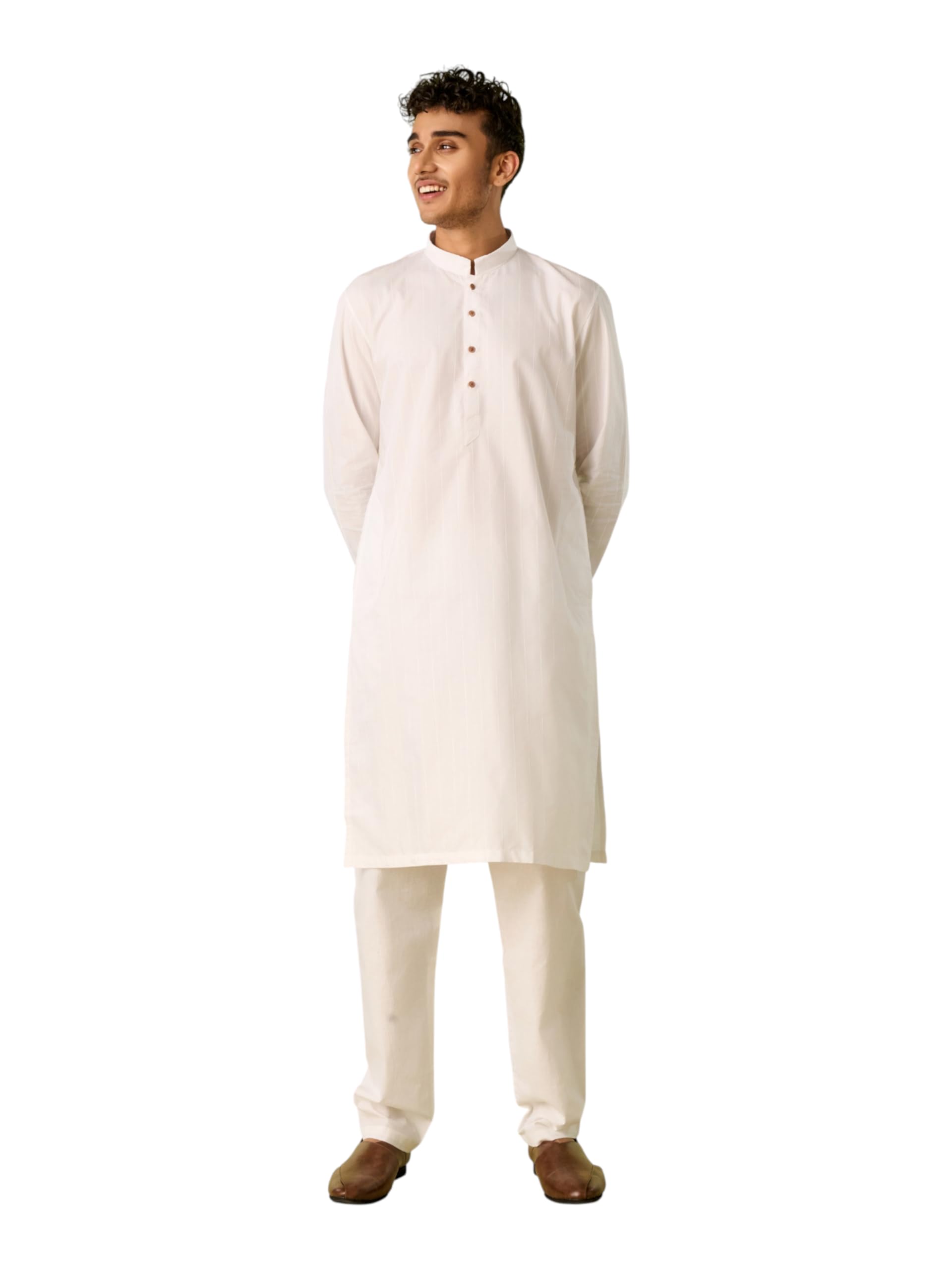 Men's Cotton Blend Self Design Kurta Set (2pcs)-image-38