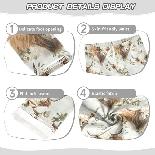 ALAZA Girls' Leggings Children's Yoga Pants Skinny Printed Dance Highland Cattle Comfortable 4T2