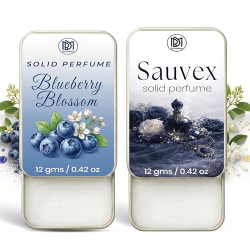 Image of Dr.Mashur Solid Perfume |blueberry blossom&Sauvex Alcohol Free Wax Perfume Balm, Long Lasting | Pocket Tin 12g, Pack Of 2| Non Greasy Smooth Glide, Travel Friendly Unisex Gifts He Or Her