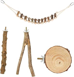 POPETPOP 1 Conjunto De Papagaio Vara De Pé Papagaio Exercício Pássaro Poleiro De Madeira Papagaio Poleiro Mastigar Brinquedos Pequenos Brinquedos Para Pássaros Brinquedos Para Animais De