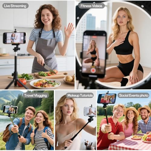 Image of 4K 60FPS Phone Vlog Selfie Monitor Screen, Back Camera Monitor with Bluetooth Remote, Compatible with iPhone Android, 1800mAh for Selfie Vlog No Delay Live Stream for TikTok White