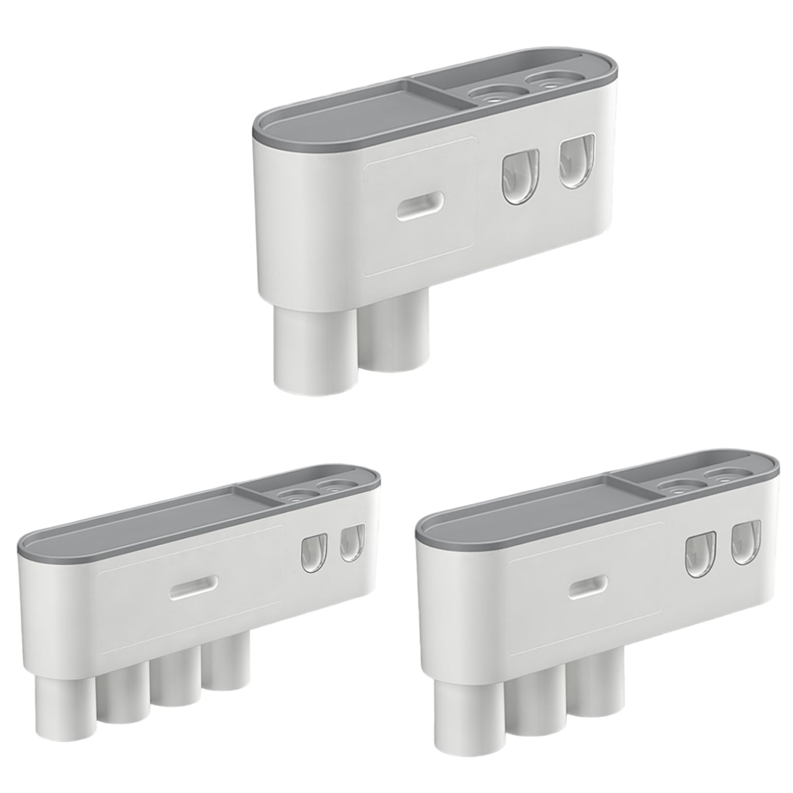 Soporte for cepillos de Dientes montado en la Pared, dispensador automático de Pasta de Dientes, Organizador de baño sin Taladro for Almacenamiento en la encimera,