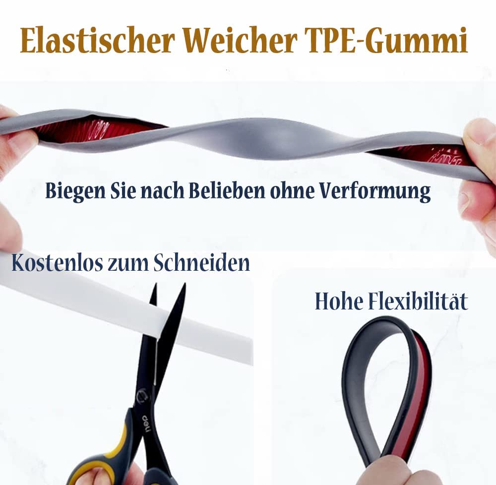 Kantenumleimer Selbstklebend, Kantenschutz Selbstklebend, weiches TPE-TPE-Kantenschutz Baby, zum Abziehen und Aufkleben, zusammenklappbarer Kantenschutz, für Schrankreparatur (4/5''x9.8',Black) - 5