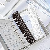 Chris.W 2Pcs Black/Clear Plastic Page Marker Pouch Pagefinder Measuring Today Ruler for A6 Size 6-Hole Binder Notebook (Black + Clear, A6)