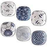 Asfrode 6er Keramik Dipschalen Set, 150 ml Klein Gewürzschalen Dip Schälchen Soja Saucenschälchen Tapas Schalen Snackschalen quadratische Schüssel für Sushi Sauce Snack Soja