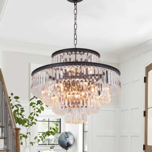 GMlixin Modern Crystal Chandelier Pendant Ceiling Lights 5-Tier Chandeliers for Dining Rooms...