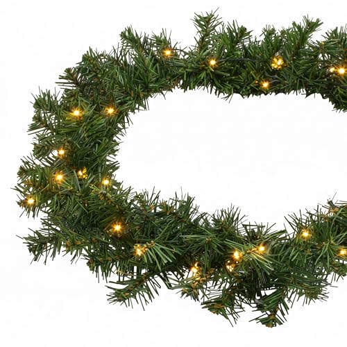 Weihnachtsgirlande mit 70 warmweißen LEDs - 540 cm/Batterie und Timer...