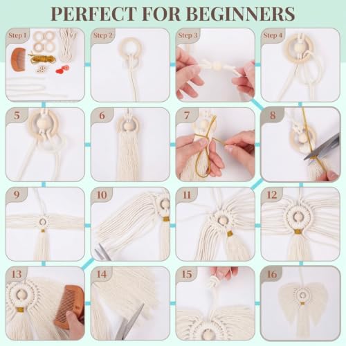 Image of PATPAT 3Sets Angel Macrame kit Craft kit for Adults Kids with Tools, DIY Embroidery Activity Art Kits for Adults Hanging Ornament Boho Macrame Wall Hanging Decor Birthday Gifts