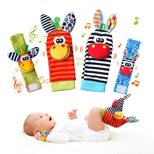 baby toys 0-6 months wrist rattles foot finder socks set infant rattle socks and rattles wrist soft newborn sensory toysinfant wrist rattles for babies 0-6 monthsbaby gifts 6-12 months
