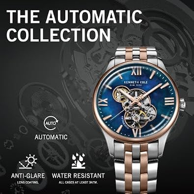 Kenneth Cole New York Men's Watch - Luxury, Stainless Steel, Automatic Self-Winding, Water-Resistant, Single Layer- Dial Type, Sleek Design Analog Watch for Men