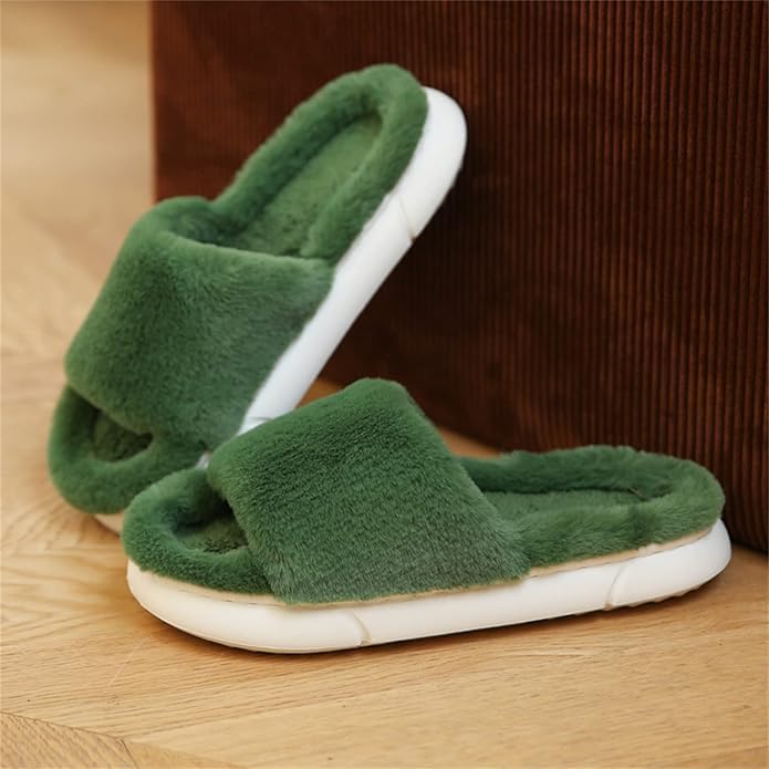 Image of DRUNKEN Slippers For Men Winter Sandals Casual Flats Home Footwear Man Girls Sliders Flip Flops Chappals Ladies Clogs Sleeper Slides Stylish Ortho Soft (Color: Green, Size: 3-4 UK)