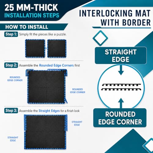 Image of 1 Inch /25mm Gym Floor mat Rubber for Heavy Workout Puzzle Floor mat for Home Exercise, Gym Equipment mat Interlocking Eva Foam Flooring Rubber Tiles Yoga, Kids Gym Mats for Floor