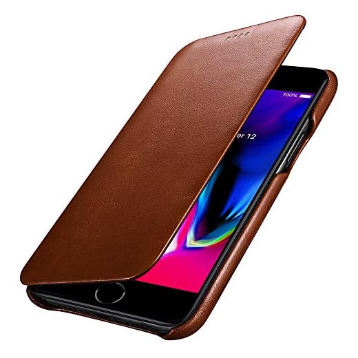 Gutentasch Läderfodral för iPhone SE 2022/SE 2020/iPhone 8/iPhone 7, mobilfodral i läder vintage antik att fälla ihop, hopfällbart fodral, mobilskal, läderskal – brun