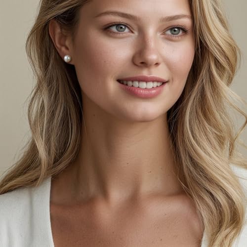 NORBU S925, AAAA+ Round Freshwater Stud Pearl Earrings for Women, Timeless Elegant Gifts for Her Mom Wife, Mothers Day/Wedding Anniversary/Christams4