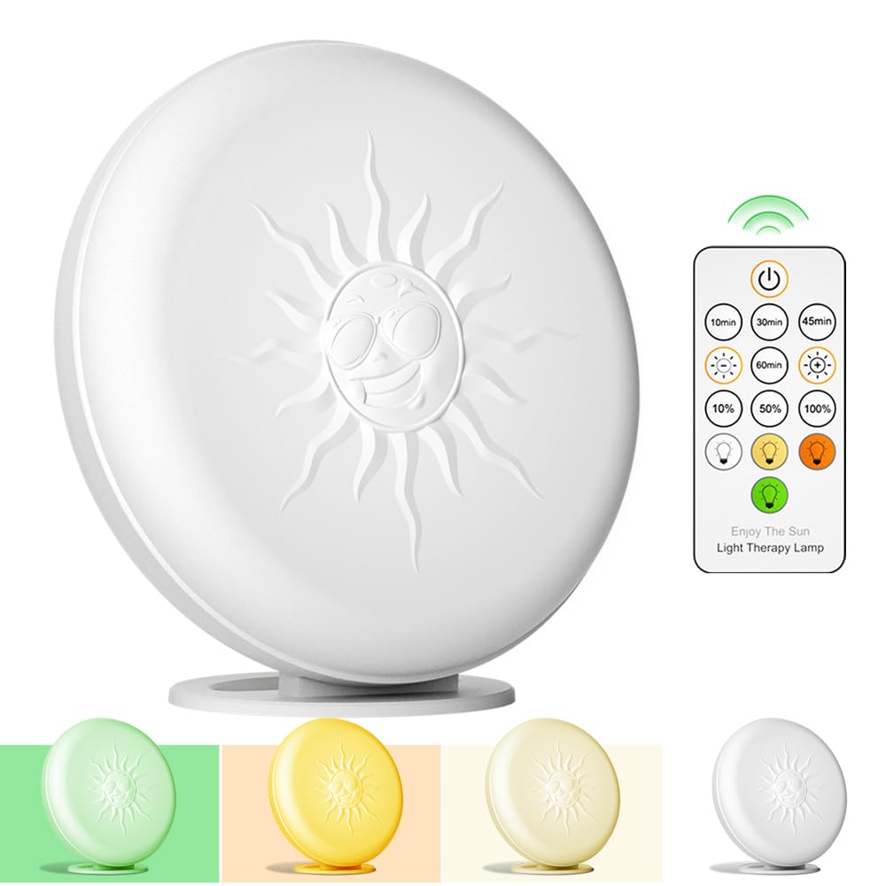 Light Therapy Lamp,2 Major Functions,Activate Mood,Relieve Headache,UV-Free 10000 LUX Treatment Light,20-Level Drightness Fine-Tuning, 4 Timings,Large Glossy Rotatable Stand