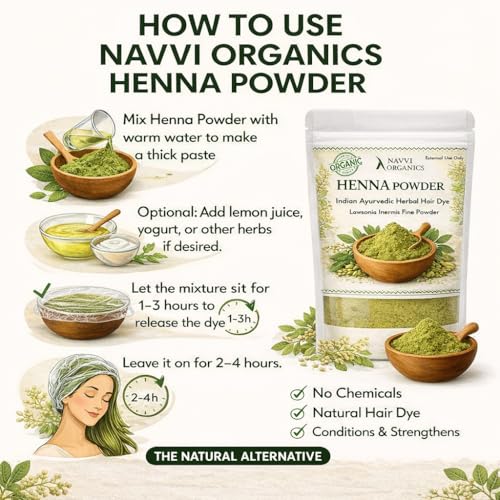 Image of Natural Henna Powder (200g) with Spoon for Hair Growth and Conditioning, Chemical Free Herbal Hair Color