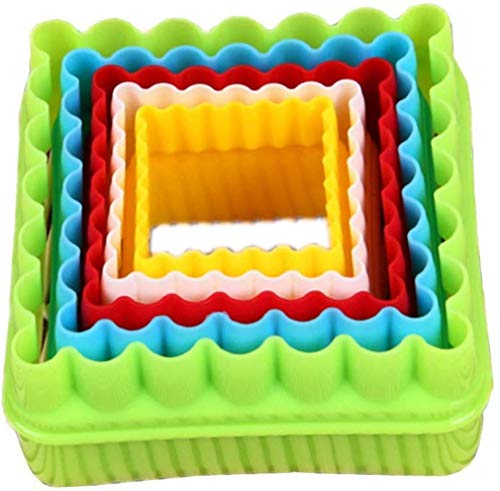 5 Stück Ausstecher Set Kunststoff Keksausstecher Quadratisch geformte Sandwich Obst Gemüse Schneiden Shaper Gebäck Backgeschirr Dekoration von BelongsU Cover