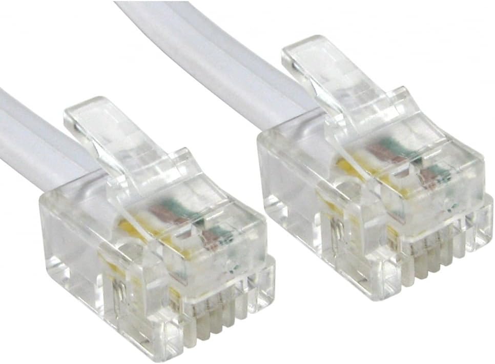 Premium ADSL/Fibre Broadband Cable - Premium Quality/Gold Plated Contact Pins/High Speed/Router or Modem to RJ11 Phone Socket or Microfilter for use with ADSL/FTTC/Fibre (5m, White)