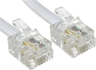 Premium ADSL/Fibre Broadband Cable - Premium Quality/Gold Plated Contact Pins/High Speed/Router or Modem to RJ11 Phone Socket or Microfilter for use with ADSL/FTTC/Fibre (10m, White)