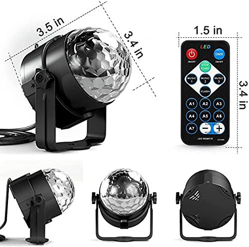 Image of Sound Activated Party Lights with Remote Control Dj Lighting, Disco Ball Light Projected Effect Dancing Lights, Strobe Lamp for Parties Supplies Birthday Christmas Bar KTV Decorations -1-Pack