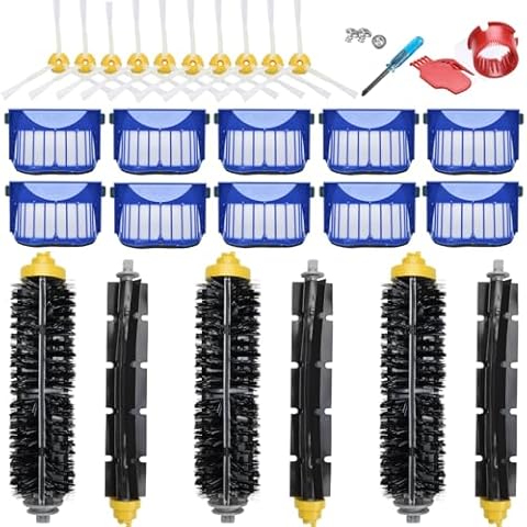 LOVECO Replacement Accessories Kit for iRobot Roomba 600 Series 694 692 690 695 680 660 665 651 650 620 614 & 500 Series 595 585, 10 Filter, 10 Side Brush, 3 Set Bristle and Flexible Beater Brush Cover