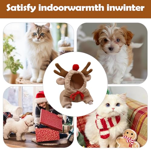 Lpoppcx Rentier Kostüm Für Hunde | Neuheit 3D Rentier Ohren,Weihnachtsoutfit für Hunde,für Geburtstagsfeier und Cosplay für Feiertage und Winter
