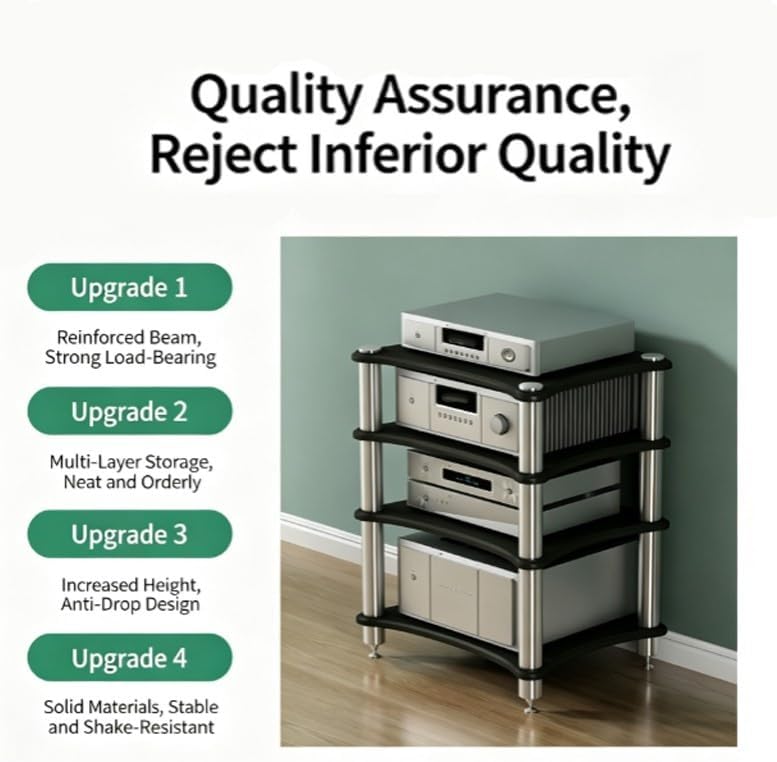 3/4 Tier AV Media Stand Component Cabinet Corner Shelf Stereo Cabinet