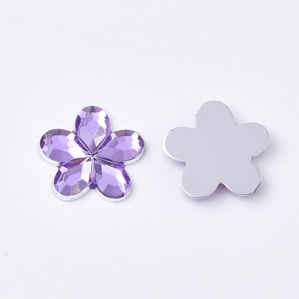 200 Strass Cristal Violet Forme Fleur Dos Plat 13 Mm - Embellissements Uxcell
