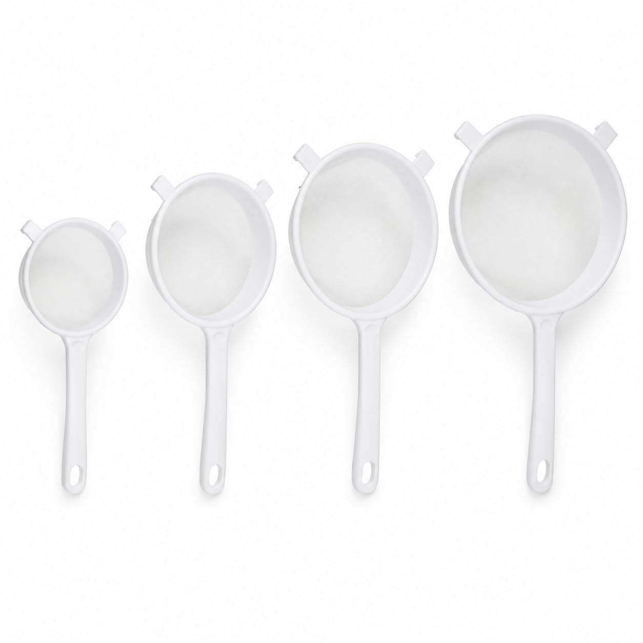 4PCS Sieve Set, Plastic Sieve Four-Piece Set,Small Sieves and Strainer for Cooking, Sifting Flour and Filtering Beverages, Strainer Sieves for Kitchen Use with Space Saving Storage, Sievess Plastic