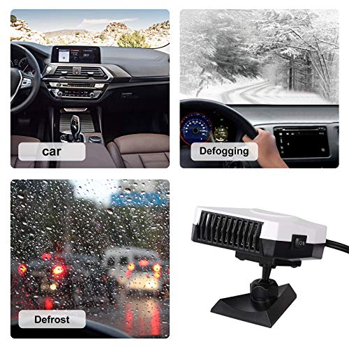 Portable Car Heater Fan 150W 12V 360 Degree Rotate Adjustable Windshield Defroster, Auto Electronic Fast Heating Defrost, Heater Cigarette Lighter for Car Home Office Table