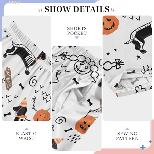 Boys' Pants Halloween Dachshund Dogs Long Bottoms Jogger Pants Elastic Waist Trousers with Pockets S-XL4