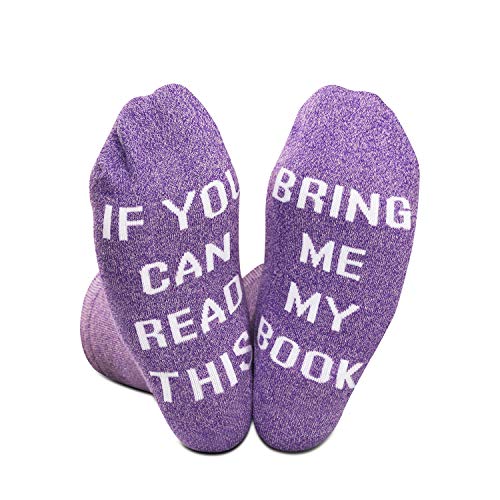 GJTIM 2PAIRS Funny Reading Book Theme Socks If You Can Read This Bring Me My Book Reading Lover Gift for Her