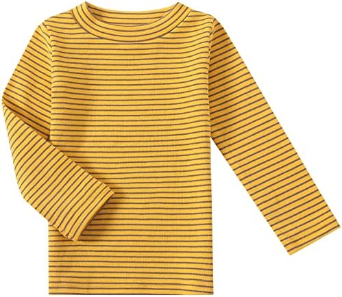 Baby Boys Girls Long Sleeve Tee Little Kids Cotton T-Shirt Crew Neck Tops,(Yellow,12M)