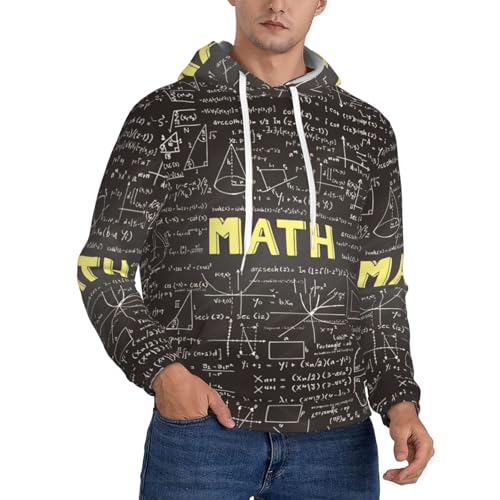 Sweat à capuche tendance homme imprimé mathématiques doublé polaire