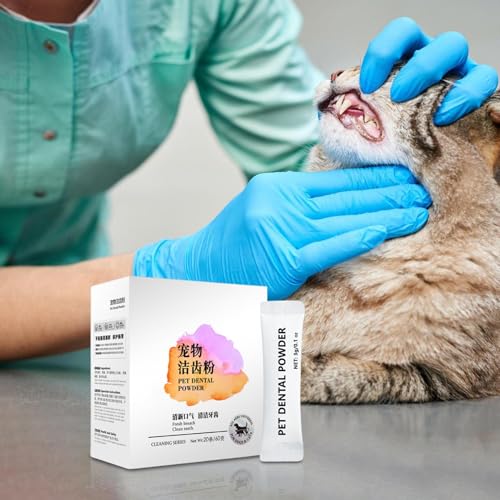 Pó De Limpeza Para Cães, 20 Sachês de Pó para Cuidados Orais Felinos, Refrescante De Hálito Para Fil