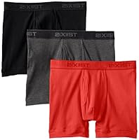 2(X)IST Men's Essential Cotton Boxer Brief 3-Pack, Black/Charcoal Heather/Poppy Red, Medium