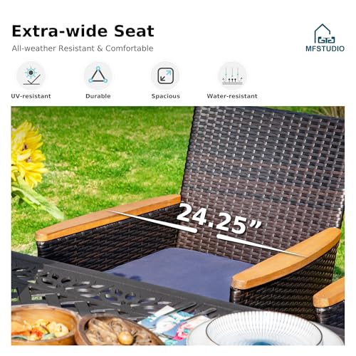 Image of MFSTUDIO Outdoor Wicker Chairs Set of 4, Patio Rattan Dining Chair Set of 4 with Cushions, Wide Outdoor Dining Chairs for Outside Table, Porch