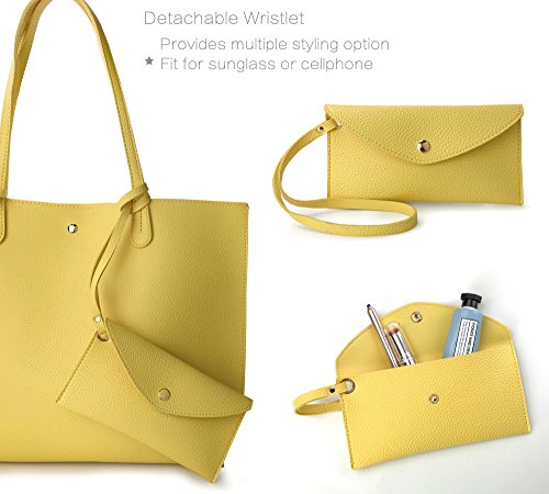 Image of Minimalist Clean Cut Pebbled Faux Leather Tote Womens Shoulder Handbag