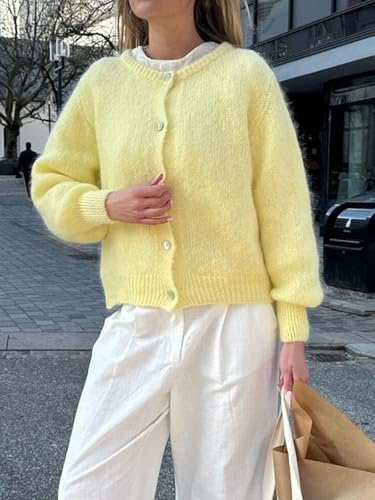 Image of Women Y2k Crop Cardigan Sweater Long Sleeve Button Down Cardigan Vintage Open Front Sweater Cute Knit Pullover Tops