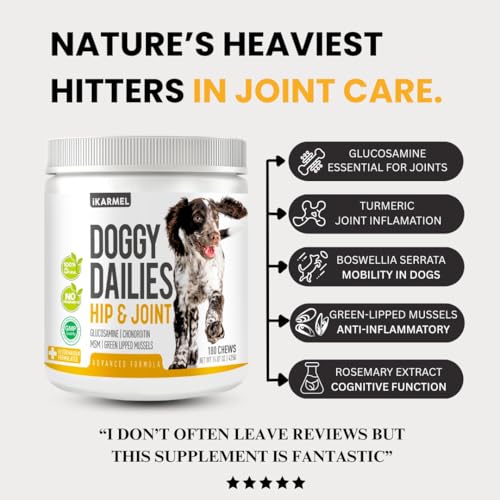 Joint Supplements for Dogs | Hip and Joint Care | with Glucosamine, Chondroitin, and Green-Lipped Mussels | Puppy to Senior Dog Treats for Stiff Joints (180 Chews) - Image 5