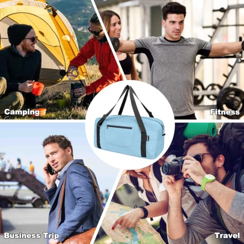 Image of HOLYLUCK Foldable Travel Duffel Bag For Women & Men Luggage Great for Gym - Large Light Blue