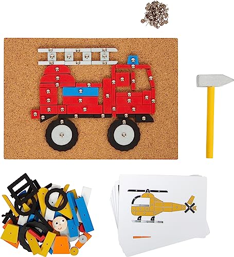 Small Foot Vehicles of the City Hammer Toy, wood, with cork board and hammer, for kids aged 3+ years, 12360 - Image 2
