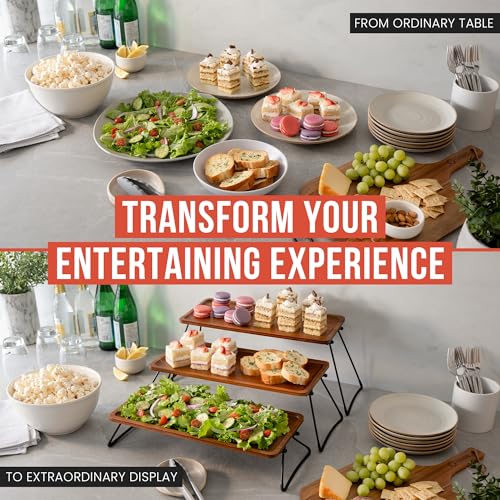 Chef Pomodoro 3 Tiered Serving Trays & Platters with Non-Slip Base for Food Display, Cupcake Stand, Elevated Charcuterie Board Cake Stand, Wooden Tiered Dessert Serving Stand for Parties and Events - Cosy Home Interiors Chef Pomodoro 3 Tiered Serving Trays & Platters with Non-Slip Base for Food Display, Cupcake Stand, Elevated Charcuterie Board Cake Stand, Wooden Tiered Dessert Serving Stand for Parties and Events - Image 5