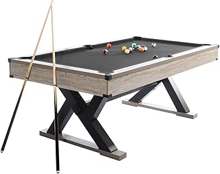 84" Pool Table, Heavy Duty 7 Ft Billiard Tables with Metal Support Frame, x-Shape Leg Design with 2 Cue Sticks, 2 Chalks, Billiard Balls, Cleaning Brush All Complete Set