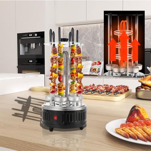 Barbecue electrique vertical de table 1000 W avec brochettes poulet et kebab maison