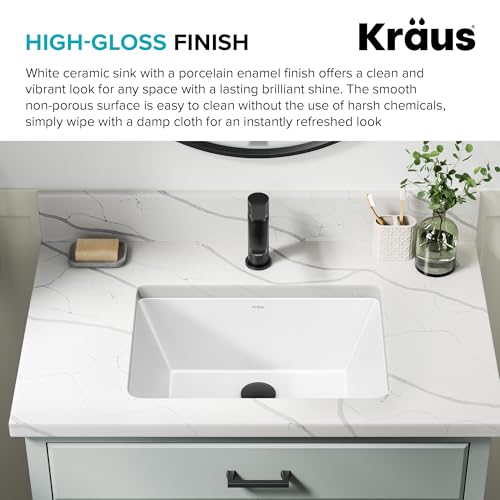 Kraus KCU-244 Elavo 20.25 Inch Rectangular Porcelain Ceramic Undermount Bathroom Sink In White thumb #7